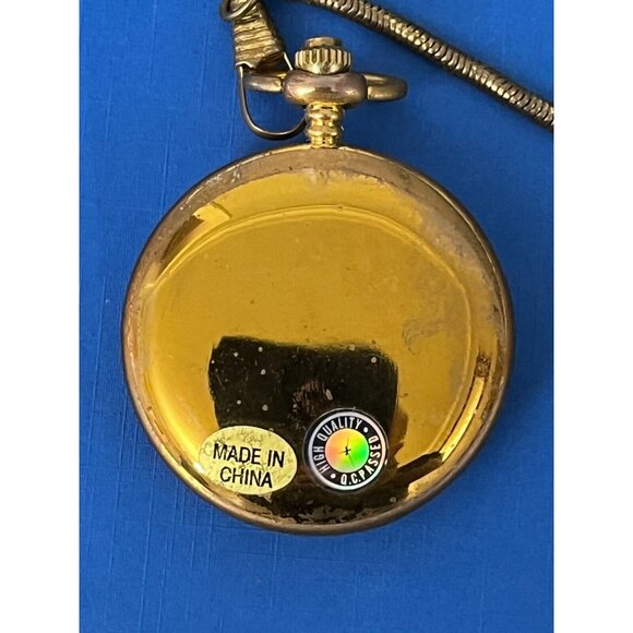 God Bless America Enduring Freedom Pocket Watch in box fresh battery gold tone - Picture 3 of 14